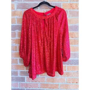 Vince Camuto Red Sequence Blouse Size 3X